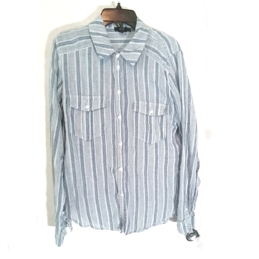 Paige Blue White Striped Shirt